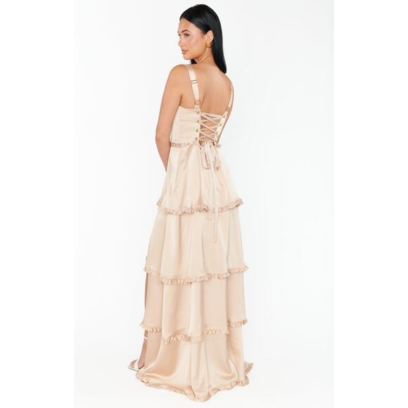 Show Me Your Mumu Lady Corset Dress in Champagne Luxe Satin XS NWT - Picture 7 of 7